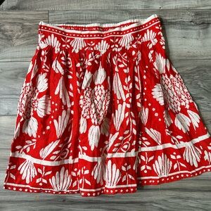 Haute Hippie Floral Lightweight Mini Skirt Linen Blend in Red and White Size S
